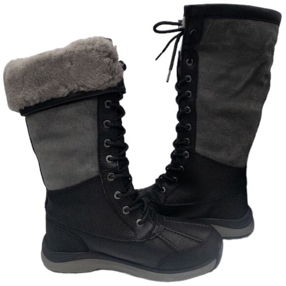 Authentic Ugg Adirondack III Tall Boot Black Gray Womens Waterproof Winter Snow - Picture 2 of 11